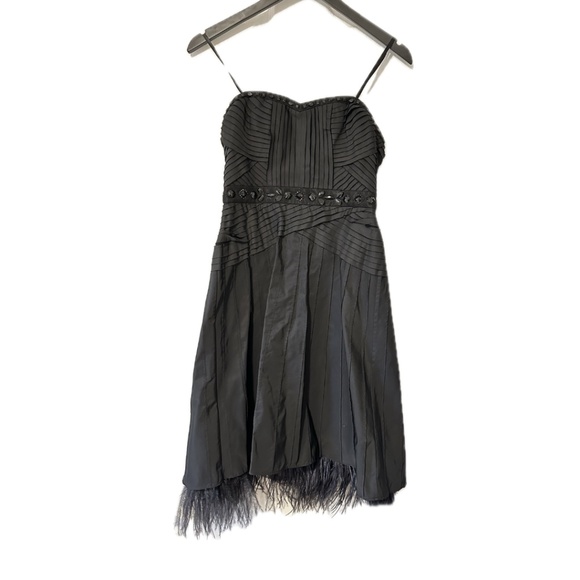 BCBGMaxAzaria Strapless Jewelled Dress with Ostrich Feather Trim - Picture 1 of 7
